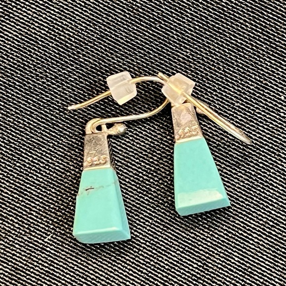 Sterling 925 Silver and Turquoise Dangle Earrings Native American Southwestern - Picture 8 of 8